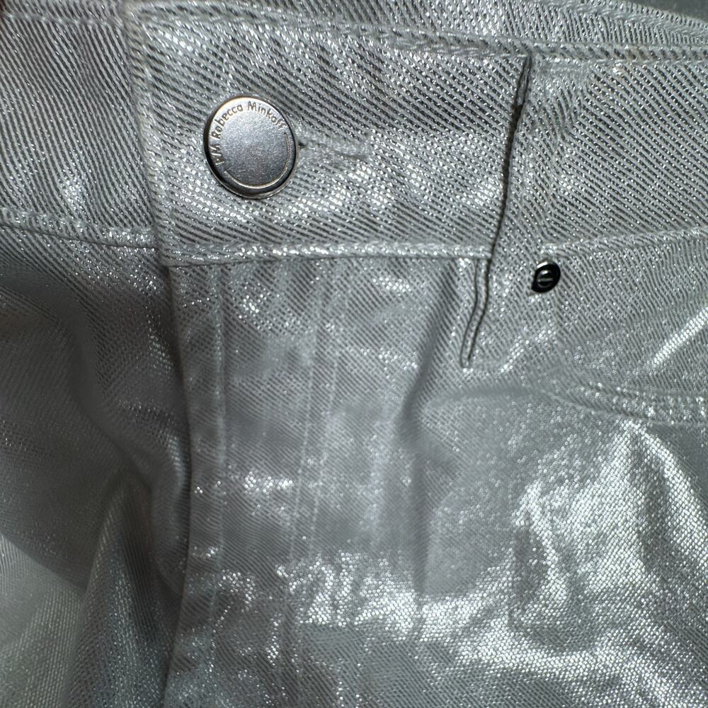 Rebecca Minkoff Silver Metallic Straight Leg Jeans Size 8 Y2K - Picture 4 of 12